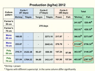 Rice-fish integration for high saline areas of the coastal zone of Bangladesh: learning from CPWF