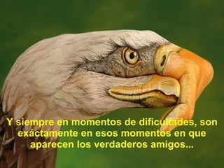 Y siempre en momentos de dificultades, son exáctamente en esos momentos en que aparecen los verdaderos amigos... 