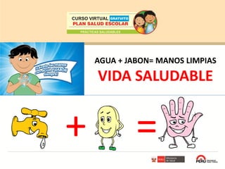 AGUA + JABON= MANOS LIMPIAS

VIDA SALUDABLE

+

=

 