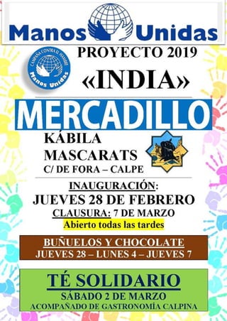 Mercadillo Manos Unidas, Proyecto 2019: India