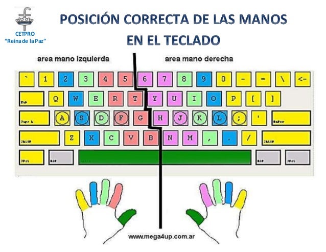 Resultado de imagen para posicion delas manos en el teclado