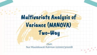 Oleh:
Nur Maulidiawati Rahman (220007301108)
Multivariate Analysis of
Variance (MANOVA)
Two-Way
 