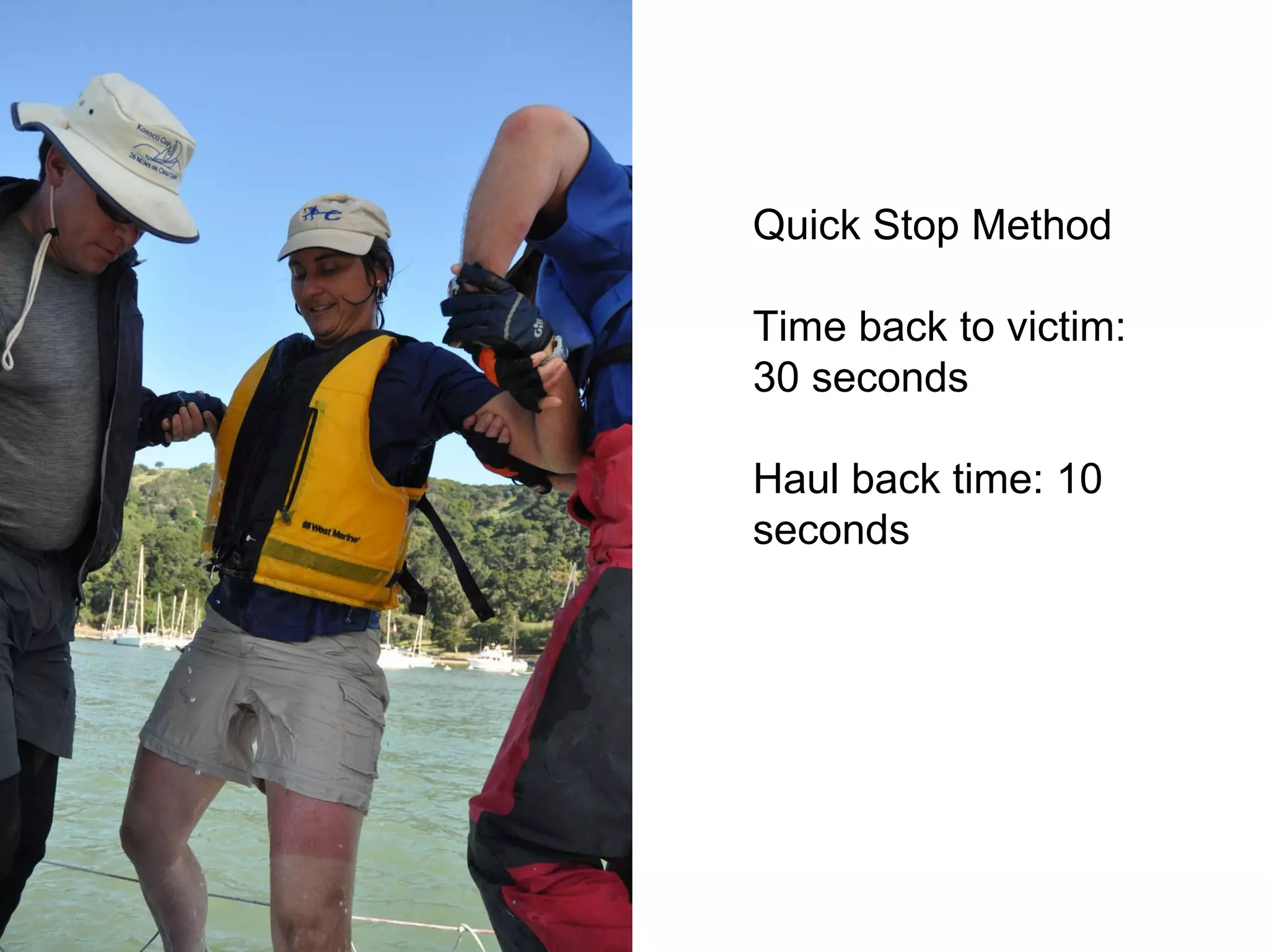 Quick Stop Method Time back to victim: 30 seconds Haul back time: 10 seconds 