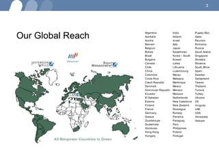 Our Global Reach All Manpower Countries in Green 