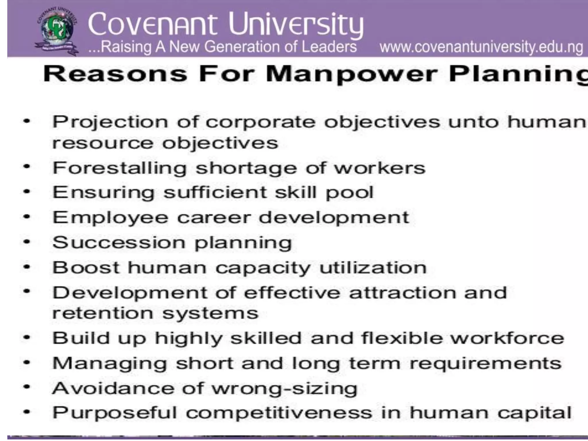 MANPOWER PLANNING
 