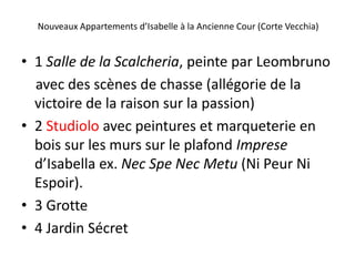 Mantova (Mantoue). Mantegna y réside de 1460 jusqu’à sa mort en 1506.Au XIV s, dans le cours d’une révolte la Famille Gonzague s’empare du pouvoir dans la ville et en deviennent les marquis en 1433 et ils restent les Seigneurs de la Ville jusqu’au XVIII s.Grâce à cette famille Mantoue devient l’un des centres plus important de la Renaissance italienneMantegna, Chambres de Epoux, Mantoue, Château S. George,  