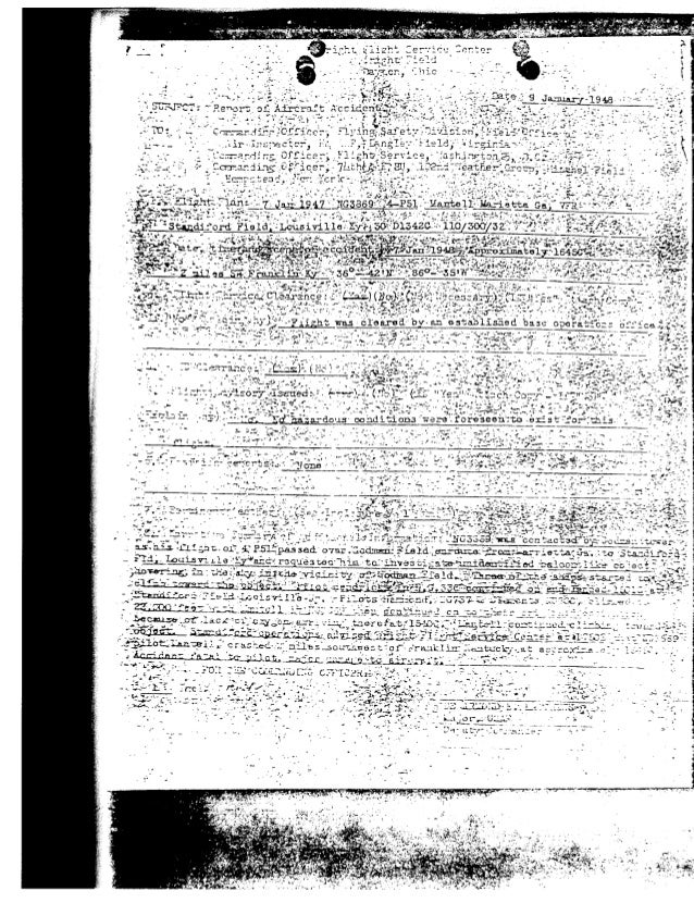 Mantell Accident Report Jan 7 1948