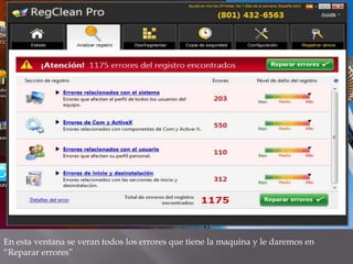 En esta ventana se veran todos los errores que tiene la maquina y le daremos en
“Reparar errores”
 