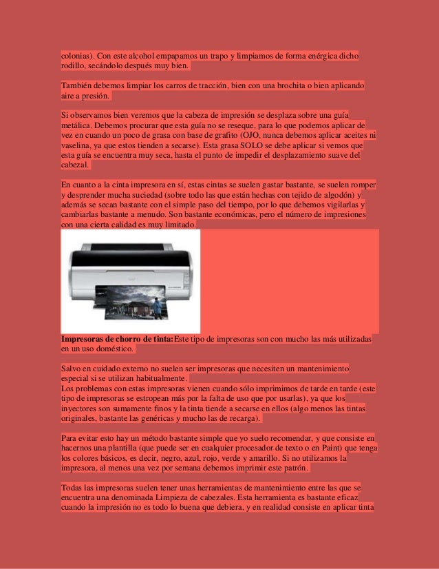 Mantenimiento a impresoras