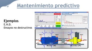 Mantenimiento predictivo
Ejemplos:
E.N.D.
Ensayos no destructivos
 