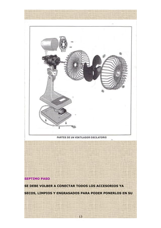 SEPTIMO PASO
SE DEBE VOLBER A CONECTAR TODOS LOS ACCESORIOS YA
SECOS, LIMPIOS Y ENGRASADOS PARA PODER PONERLOS EN SU
13
 