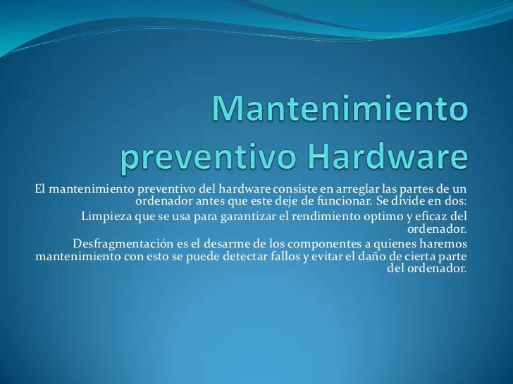 Mantenimiento preventivo hardware sp