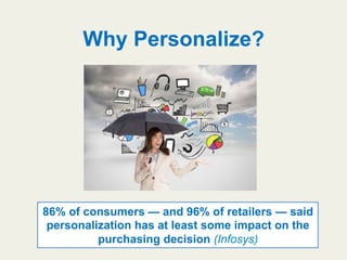 Why Personalize?
86% of consumers — and 96% of retailers — said
personalization has at least some impact on the
purchasing...