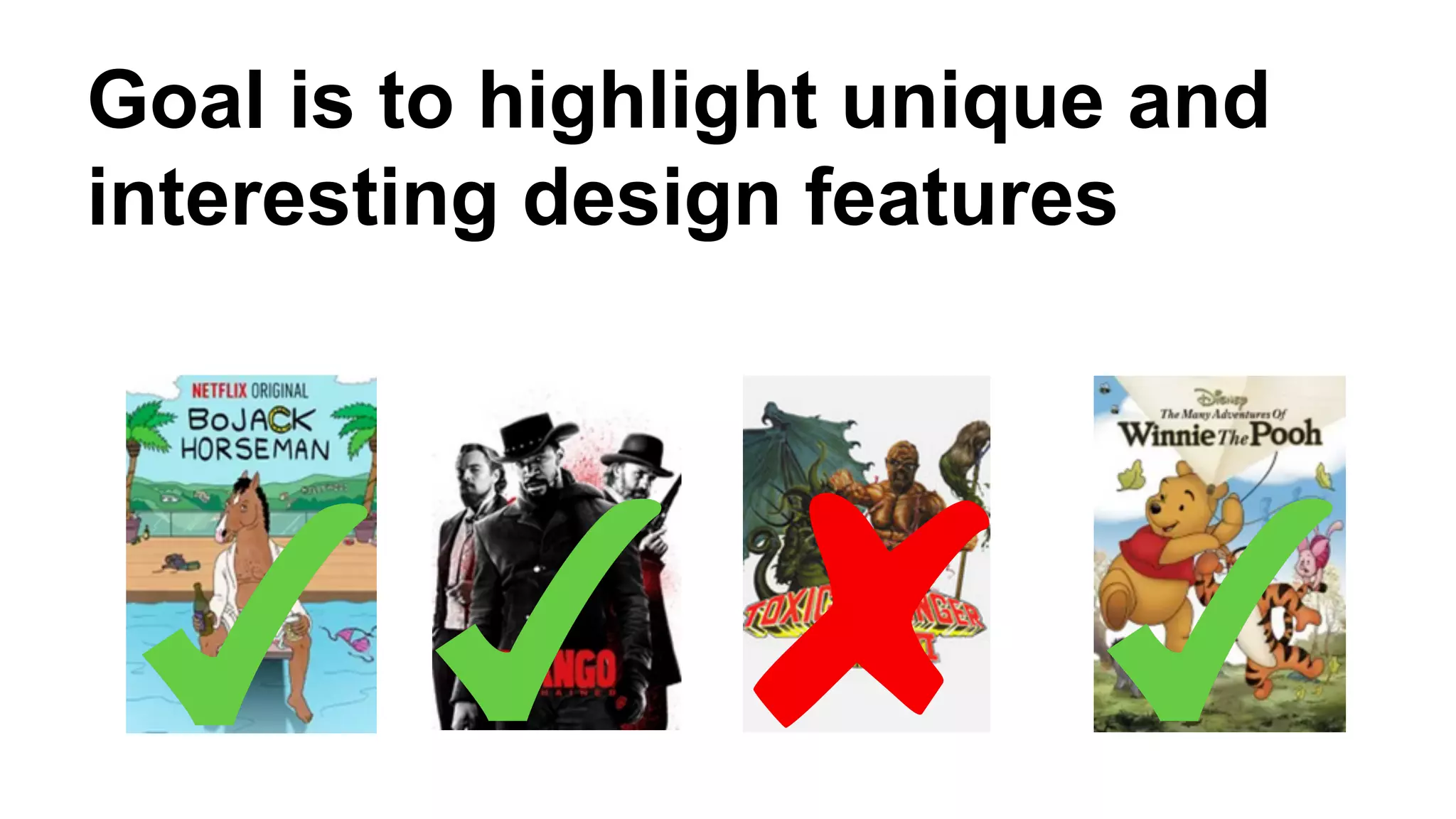 Goal is to highlight unique and 
interesting design features 
 