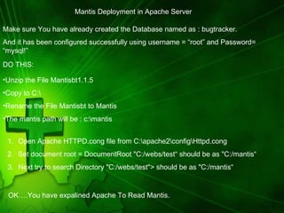 Mantis Installation for Windows Box | PPT