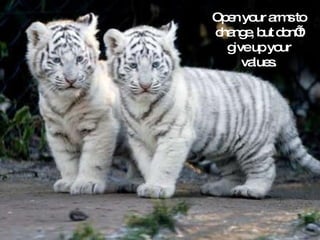 Open your arms to change, but don’t give up your values. 