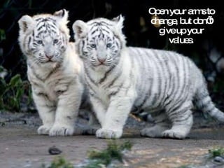 Open your arms to change, but don’t give up your values. 