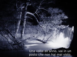 Una volta all’anno, vai in un
posto che non hai mai visto.
 