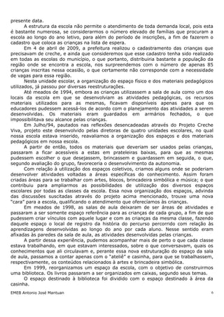 EMEB Antonio José Mantuan - Projeto Político Pedagógico - 2017 | PDF