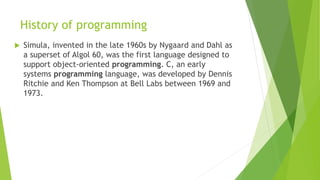 Programming Language Short Descriptions | PPT