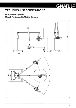18
TECHNICAL SPECIFICATIONS
Dimensions (mm)
Model: Pantographic Mobile Column
 