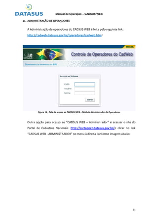 Cartão SUS - Manual Cadweb SUS | PDF