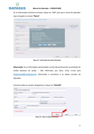 Cartão SUS - Manual Cadweb SUS | PDF