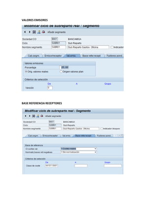 VALORES EMISORES
BASE REFERENCIA RECEPTORES
 