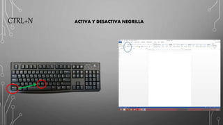 CTRL+N ACTIVA Y DESACTIVA NEGRILLA
 