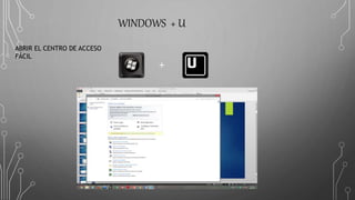 WINDOWS + U
+
ABRIR EL CENTRO DE ACCESO
FÁCIL
 