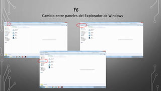 F6
Cambio entre paneles del Explorador de Windows
 