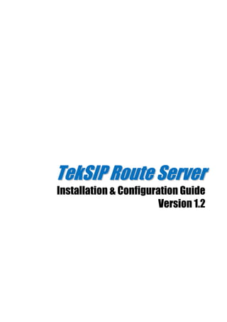 TTeekkSSIIPP RRoouuttee SSeerrvveerr
Installation & Configuration Guide
Version 1.2
 