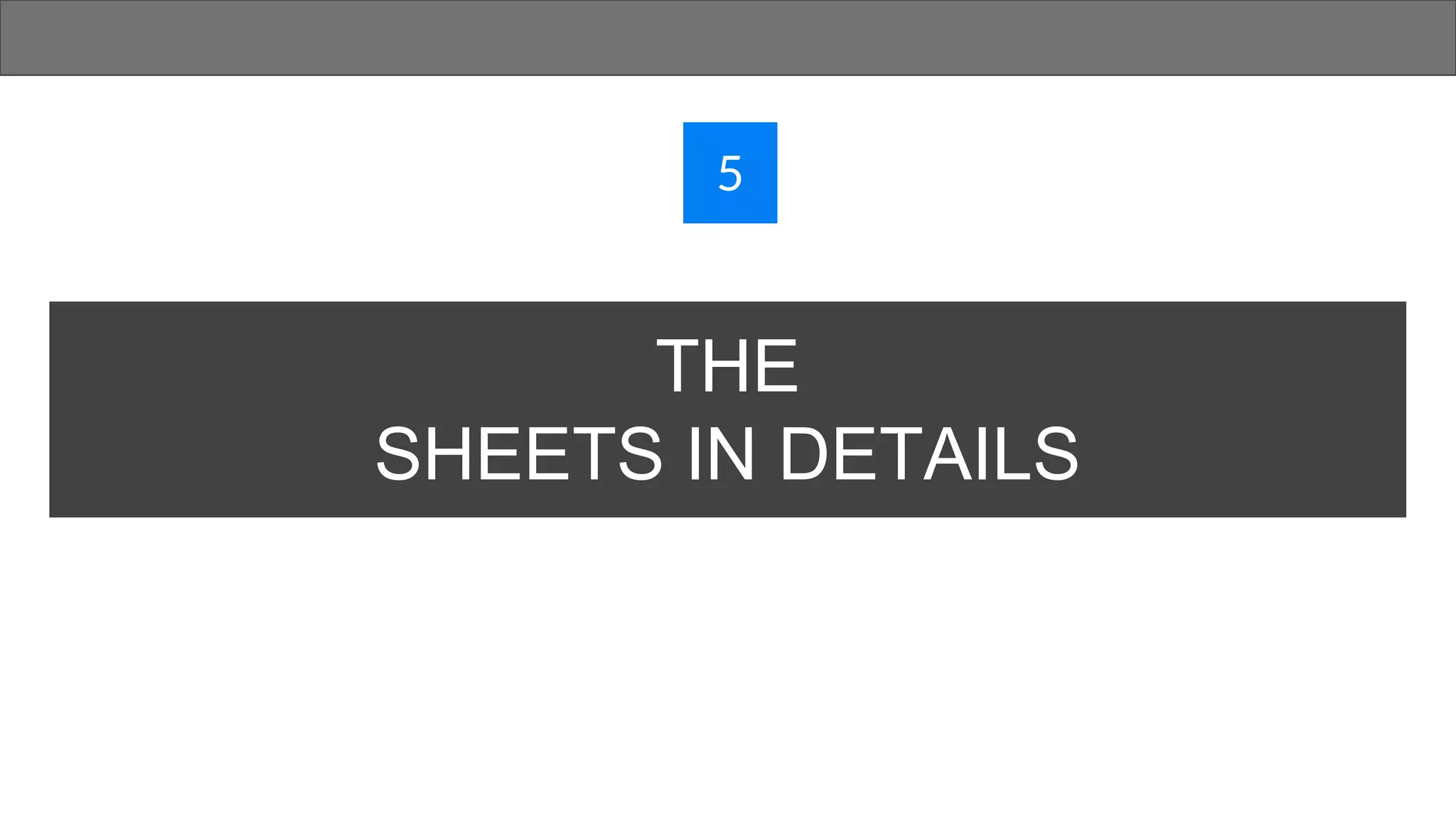 THE
SHEETS IN DETAILS
5
 
