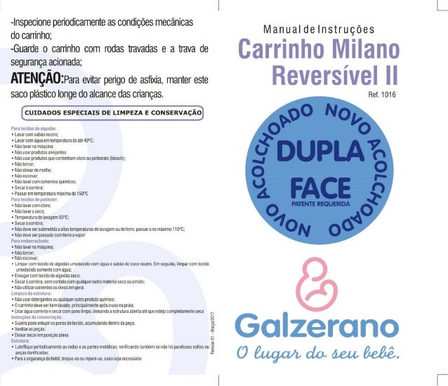 Carrinho Milano Reversivel Ii Manual Galzerano