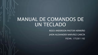 MANUAL DE COMANDOS DE
UN TECLADO
ROCK ANDERSON PASTOR HERREÑO
JHON ALEXANDER NARVÁEZ GARCÍA
FICHA. 1752611 R2
 