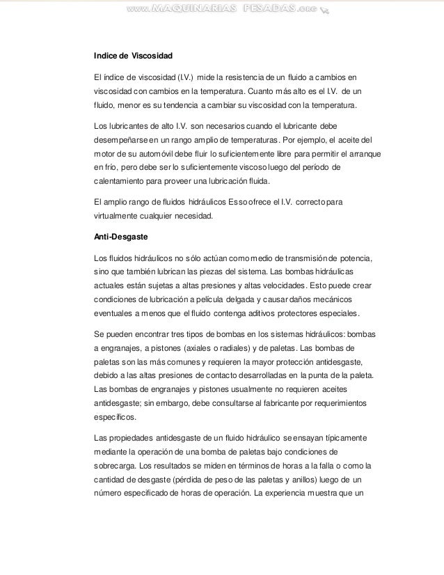 Tipos de aditivos del aceite hidráulico