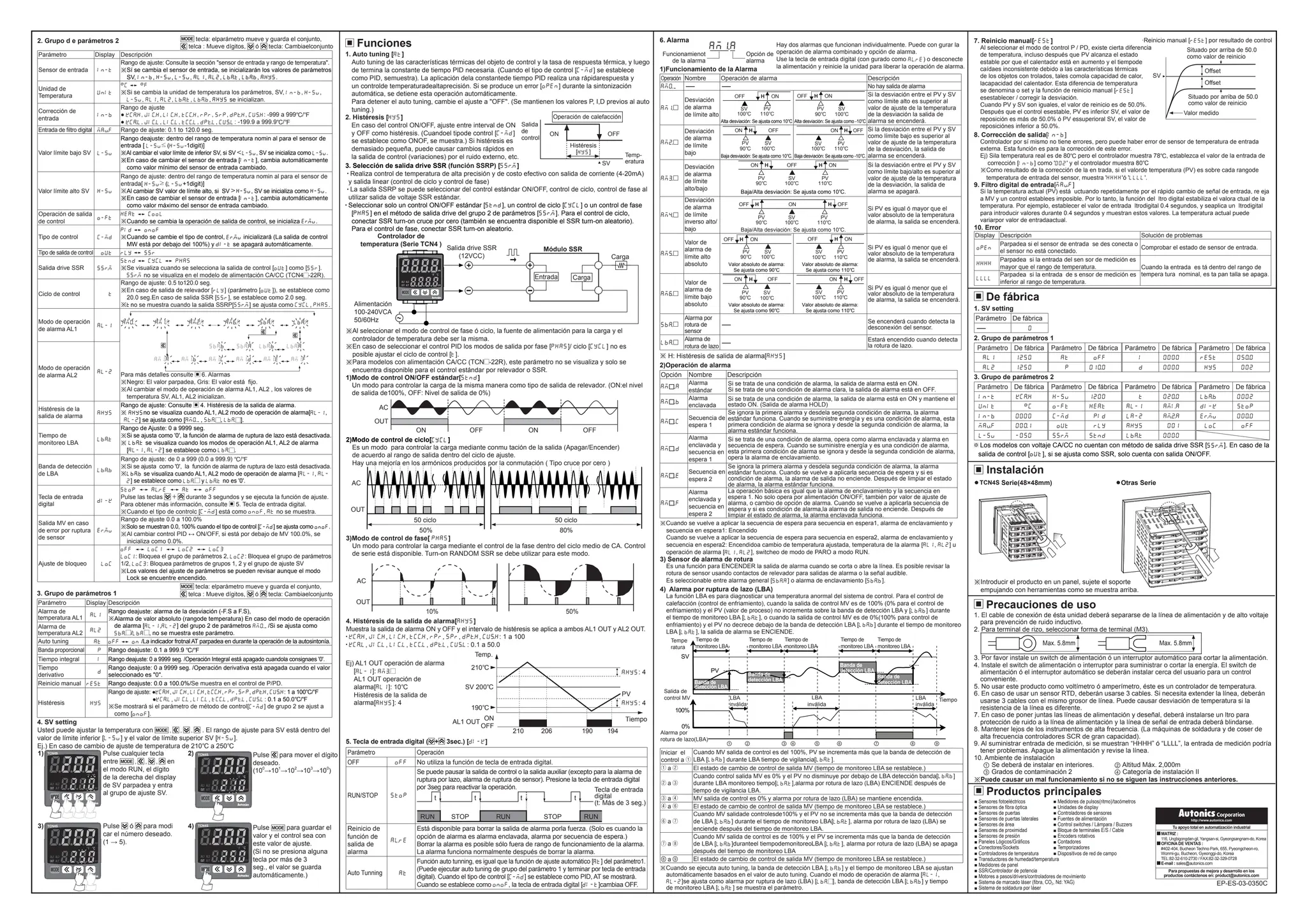 Manual Autonics TCN4S, controlador PID de temperatura PPT