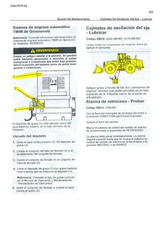 SSBU7879-03
102
Sección De Mantenimiento Cojinetes De Oscilación Del Eje – Lubricar
 