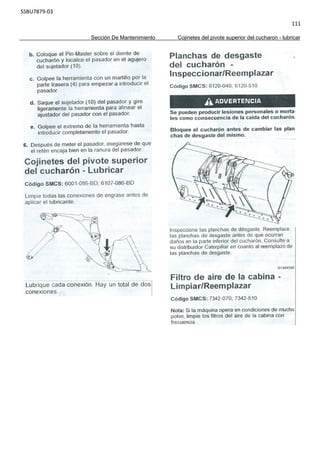 SSBU7879-03
111
Sección De Mantenimiento Cojinetes del pivote superior del cucharon - lubricar
 