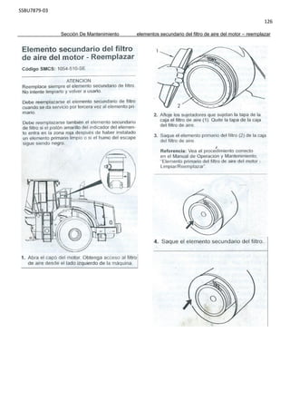 SSBU7879-03
126
Sección De Mantenimiento elementos secundario del filtro de aire del motor – reemplazar
 