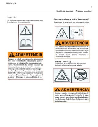 SSBU7879-03
8
Sección de seguridad Avisos de seguridad
No operar (1)
Esta etiqueta de advertencia se encuentra dentro de la cabina
de la máquina, en el montaje izquierdo.
 