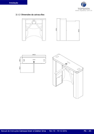 Instalação
Manual de Instruções Catracas Inner e Coletor Urna - Rev 10 - 19/12/2016 PG - 25 -
2.1.3 Dimensões da catraca Box
 
