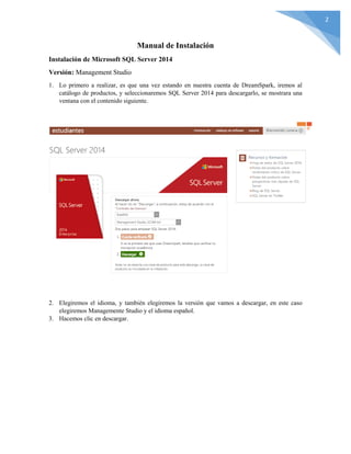 Manual de instalacion de sql server 2014 | PDF