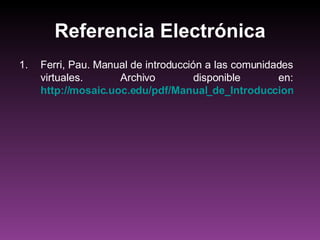 Manual de Introducción a las Comunidades Virtuales