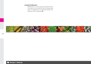 ¿Cuándo Fertilizamos?
         Realizamos 2 o 3 veces por año el aporte de abo-
         nos orgánicos en la superficie de los canteros para
         evitar su degradación y mantenerlos fértiles. (Un
         balde por metro cuadrado). n




34
 