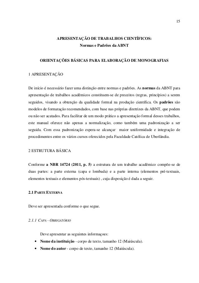 Regras basicas de formatação abnt