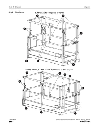 216380AGFA SJ3215, SJ3219, SJ3220, SJ3226, SJ4726, SJ4732, SJ4740
106
Seção 8 – Etiquetas Etiquetas-
SJ2315, SJ3219 com portão completo
SJ3220, SJ3226, SJ4720, SJ4726, SJ4732 com portão completo
1 1
1
2 3
3
1
2
2
3
2
2
3
3
1
1
8.5‑3 Plataforma
 
