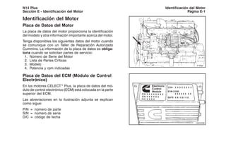 Identificación del Motor
Placa de Datos del Motor
La placa de datos del motor proporciona la identificación
del modelo y o...