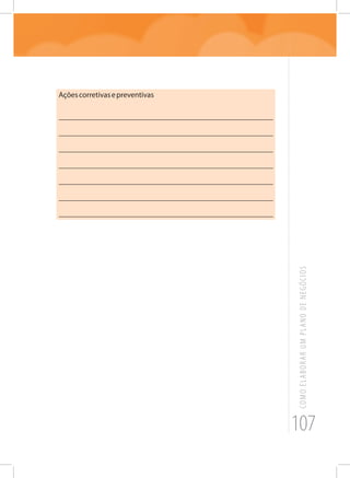 107
COMOELABORARUMPLANODENEGÓCIOS
Açõescorretivasepreventivas
_______________________________________________________
_______________________________________________________
_______________________________________________________
_______________________________________________________
_______________________________________________________
_______________________________________________________
_______________________________________________________
 
