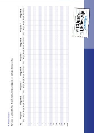 yDENADIEMÁS
CORPORACIÓNGESTIÓNECUADOR
NoPregunta1
Paraestoseutilizarálahojadesistematización(anexo)juntoconlashojasderespuestas.
Resp1
TOTAL
1
2
3
4
5
6
7
8
9
10
11
12
13
14
15
Resp2Resp3
Pregunta2
Resp1Resp2Resp3
Pregunta3
Resp1Resp2Resp3
Pregunta4
Resp1Resp2Resp3
Pregunta5
Resp1Resp2Resp3
Pregunta6
Resp1Resp2Resp3
Pregunta7
Resp1Resp2Resp3
Pregunta8
Resp1Resp2Resp3
4.-Sistematización
 